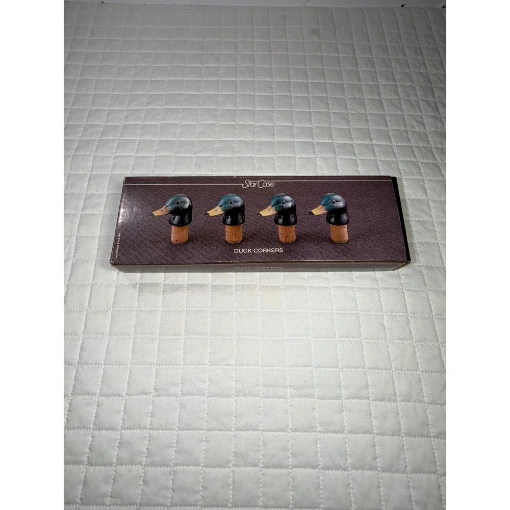 StarCase Vintage Duck Corkers Set of 4 Handcrafted Ceramic Mallard Wine Stoppers